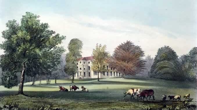 Walton Lodge, The Seat of William Calrow Esq, 1846 Lithograph