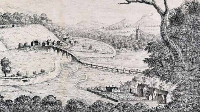 Walton Hall as seen on The South Prospect of Preston, in the County Palatine of Lancaster, by Samuel and Nathaniel Buck