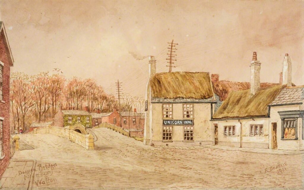 Darwen Bridges, Old and New, Walton-le-Dale by Edwin Robert Beattie (1845–1917) in 1901 - Harris Museum & Art Gallery