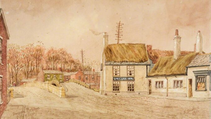 Darwen Bridges, Old and New, Walton-le-Dale by Edwin Robert Beattie (1845–1917) in 1901 - Harris Museum & Art Gallery