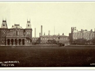 Royal Infirmary, Preston. Sepia postcard by G. Cross. Preston Digital Archive.