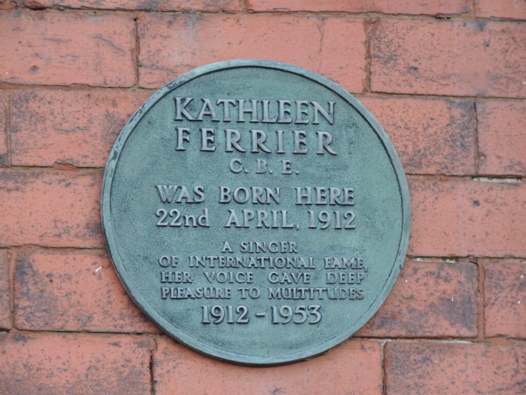 Plaque at Kathleen Ferrier's birthplace in Higher Walton